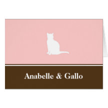Feline cat pet pink name custom note card blank