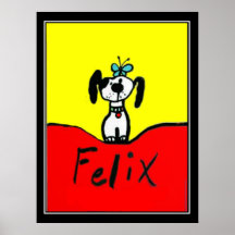Felix le poster vintage d'art déco de chien