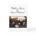 Feliz Dia das Mães! Boxer puppies greeting card
