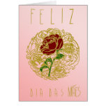 Feliz Dia Das Mães - Rosa Vermelha Cartão