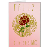 Feliz Dia Das Mães - Rosa Vermelha Cartão