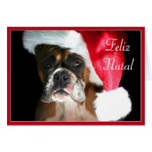 Feliz Natal Boxer dog greeting card