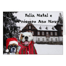 Feliz Natal e  Próspero Ano Novo Boxer Dogs card