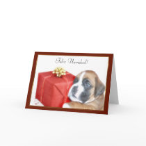 Feliz Navidad Boxer puppy Christmas greeting card