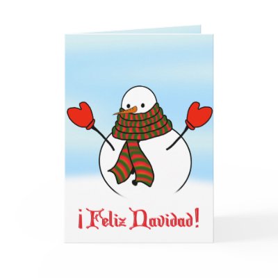 Feliz Navidad - Cute Snowman With Extra Long Scarf Greeting Cards by I_Love_Xmas