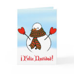 Feliz Navidad - Cute Snowman With Extra Long Scarf cards