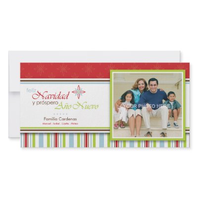 Feliz Navidad (Flor) Custom Photo Card by designbylogic