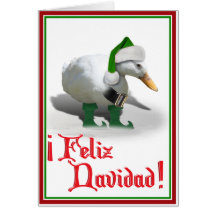 Feliz Navidad - Santa's Helper Elf Duck Greeting Cards