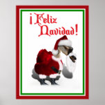 Feliz Navidad - Silly Santa Goose Print