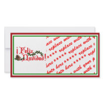Feliz Navidad with Pine Cones Photo Card Template