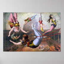 Female Acrobats On Trapezes At Circus 1890 Poster