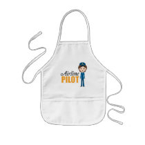 Female airline pilot cartoon girl in uniform apron