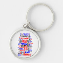 Female bass player wordle 1 red blue black keychains