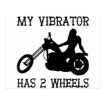 Female Biker My Vibrator Has 2 Wheels Postcard