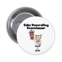 Female Cake Decorating Connoisseur Pinback Button
