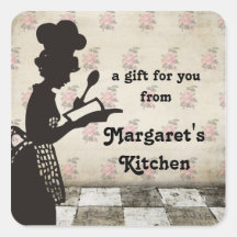 Female chef silhouette baking gift tag label stickers