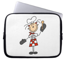 Female Chef With Mitts and Wooden Spoon Laptop Sleeves
