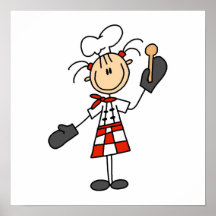Female Chef With Mitts and Wooden Spoon Posters