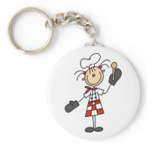 Female Chef with Oven Mitts Tshirts and Gifts Keychain