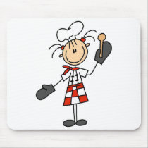 Female Chef with Oven Mitts Tshirts and Gifts Mouse Pad