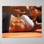 Female doing intense crunches, poster