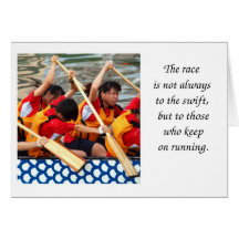 Female Dragon Boat Race Rowers with Quote Greeting Card