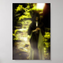 Female druid in forest print