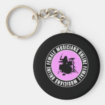 Female Drummer Black Keychains