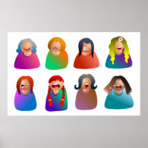 Female Emoticons Print