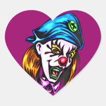Female Evil Clown Heart Sticker