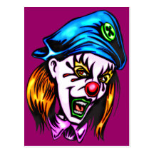 Female Evil Clown Post Cards