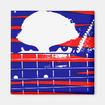 Female eyes over bass fretboard posterized refrigerator magnets