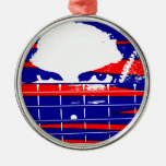 Female eyes over bass fretboard posterized christmas ornaments