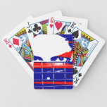 Female eyes over bass fretboard posterized playing cards