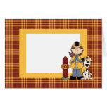 Female Firefighter, Dalmatian and Hydrant Card