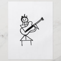 female guitar stick figure black and white flyers