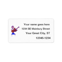 female guitar stick figure brown gtr purple custom address labels