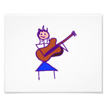 female guitar stick figure brown gtr purple photographic print