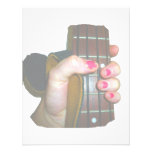 female hand holding four string bass neck faded personalized invitation