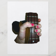 Female hand holding four string bass neck personalized flyer