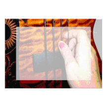 female hand pulling bass string 1 posterized announcement
