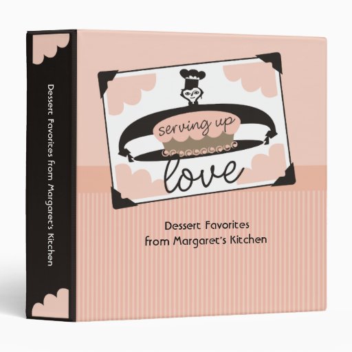 Female pastry chef frosted cake recipe binder