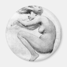 FEMALE PLAYING FLUTE FRIDGE MAGNET