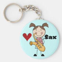 Female Saxophone Player Tshirts and Gifts Key Chain