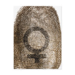 Female sign on thumbprint postcards