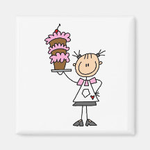 Female Stick Figure Baker Tshirts and Gifts Fridge Magnet