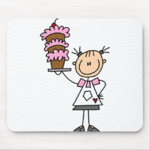 Female Stick Figure Baker Tshirts and Gifts Mouse Pads