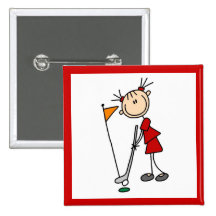 Female Stick Figure Golfer Pin