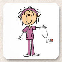 Female Stick Figure Nurse Drink Coasters