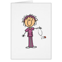 Female Stick Figure Nurse Greeting Card